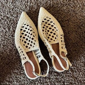 Cream and white knit open-toe sandals #knitshoes size 35